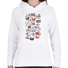 PRINTFASHION The walking dead map versionB - Női kapucnis pulóver - Fehér női pulóver, kardigán