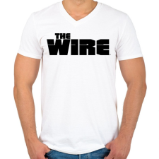 PRINTFASHION The Wire - Férfi V-nyakú póló - Fehér férfi póló
