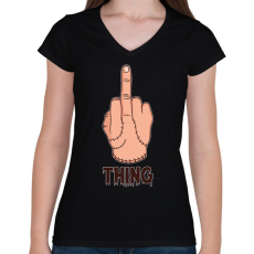 PRINTFASHION Thing - Női V-nyakú póló - Fekete