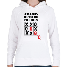 PRINTFASHION Think outside the box! - Női kapucnis pulóver - Fehér női pulóver, kardigán