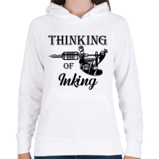 PRINTFASHION Thinking of inking - Női kapucnis pulóver - Fehér női pulóver, kardigán