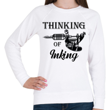 PRINTFASHION Thinking of inking - Női pulóver - Fehér női pulóver, kardigán