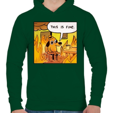 PRINTFASHION This is fine - Férfi kapucnis pulóver - Sötétzöld