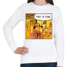 PRINTFASHION This is fine - Női pulóver - Fehér női pulóver, kardigán