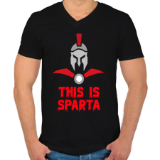 PRINTFASHION This is Sparta 3 - Férfi V-nyakú póló - Fekete férfi póló