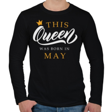 PRINTFASHION THIS QUEEN WAS BORN IN MAY - Férfi hosszú ujjú póló - Fekete
