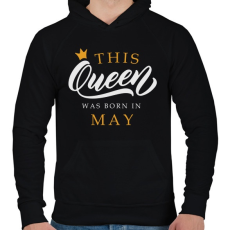 PRINTFASHION THIS QUEEN WAS BORN IN MAY - Férfi kapucnis pulóver - Fekete