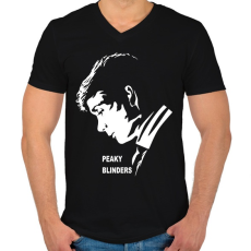 PRINTFASHION Thomas Shelby sad face - Férfi V-nyakú póló - Fekete