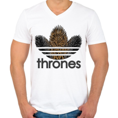 PRINTFASHION Thrones - Férfi V-nyakú póló - Fehér