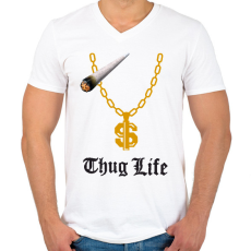 PRINTFASHION Thug Life 2 - Férfi V-nyakú póló - Fehér