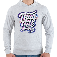 PRINTFASHION Thug Life - Férfi kapucnis pulóver - Sport szürke férfi pulóver, kardigán