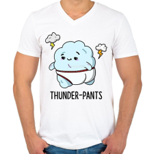 PRINTFASHION Thunder-pants - Férfi V-nyakú póló - Fehér férfi póló