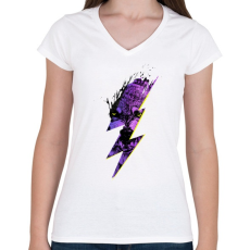 PRINTFASHION Thunderwolf - Női V-nyakú póló - Fehér