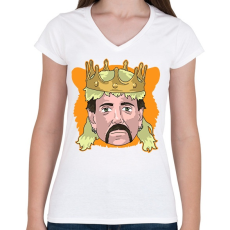 PRINTFASHION Tiger King - Női V-nyakú póló - Fehér