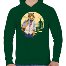 PRINTFASHION Tigris a váosban - Férfi kapucnis pulóver - Sötétzöld