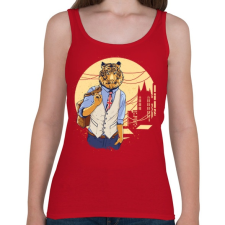 PRINTFASHION Tigris a váosban - Női atléta - Cseresznyepiros női trikó