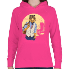 PRINTFASHION Tigris a váosban - Női kapucnis pulóver - Fukszia