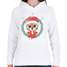 PRINTFASHION Tigris baba karácsonya - Női kapucnis pulóver - Fehér női pulóver, kardigán