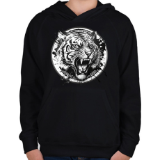 PRINTFASHION Tigris black and white - Gyerek kapucnis pulóver - Fekete