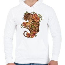 PRINTFASHION tigris - Férfi kapucnis pulóver - Fehér férfi pulóver, kardigán