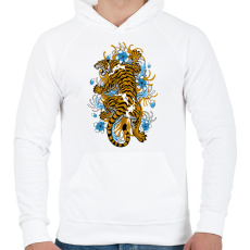 PRINTFASHION Tigris  - Férfi kapucnis pulóver - Fehér