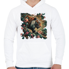 PRINTFASHION Tigris - Férfi kapucnis pulóver - Fehér