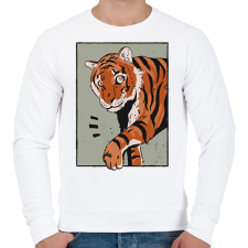 PRINTFASHION Tigris - Férfi pulóver - Fehér férfi pulóver, kardigán