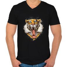PRINTFASHION Tigris - Férfi V-nyakú póló - Fekete