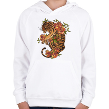PRINTFASHION tigris - Gyerek kapucnis pulóver - Fehér gyerek pulóver, kardigán