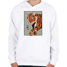 PRINTFASHION Tigris - Gyerek kapucnis pulóver - Fehér