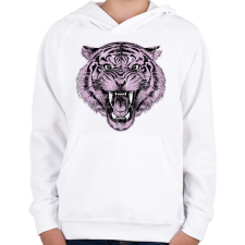 PRINTFASHION Tigris - Gyerek kapucnis pulóver - Fehér gyerek pulóver, kardigán