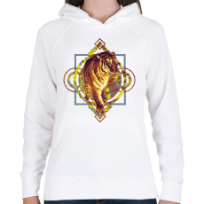 PRINTFASHION Tigris - Női kapucnis pulóver - Fehér