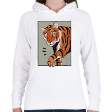 PRINTFASHION Tigris - Női kapucnis pulóver - Fehér