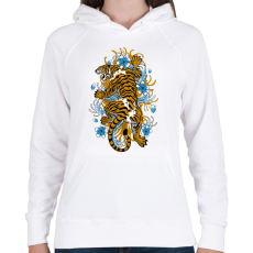 PRINTFASHION Tigris  - Női kapucnis pulóver - Fehér