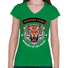 PRINTFASHION Tigris - Női V-nyakú póló - Zöld női póló