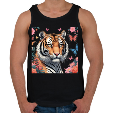 PRINTFASHION tigris pillangókkal és virágokkal - Férfi atléta - Fekete atléta, trikó