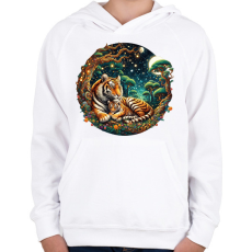 PRINTFASHION Tigrismama a kölykével - Gyerek kapucnis pulóver - Fehér