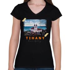 PRINTFASHION tihany - Női V-nyakú póló - Fekete női póló