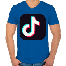 PRINTFASHION Tik Tok App - Férfi V-nyakú póló - Királykék