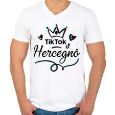PRINTFASHION Tik Tok Hercegnő - Férfi V-nyakú póló - Fehér férfi póló