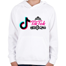 PRINTFASHION Tik Tok Hercegnő - Gyerek kapucnis pulóver - Fehér