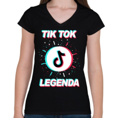 PRINTFASHION Tik Tok Legenda - Női V-nyakú póló - Fekete