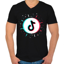 PRINTFASHION Tik Tok logo - Férfi V-nyakú póló - Fekete férfi póló