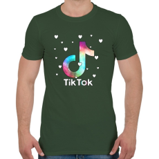 PRINTFASHION Tiktok fehér szivecskékkel - Férfi póló - Katonazöld