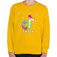 PRINTFASHION Tiktok fehér szivecskékkel - Gyerek pulóver - Sárga