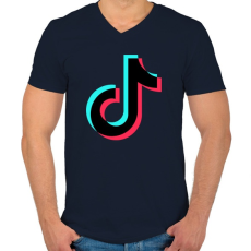 PRINTFASHION Tiktok fekete - Férfi V-nyakú póló - Sötétkék