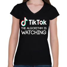PRINTFASHION tiktok - Női V-nyakú póló - Fekete női póló