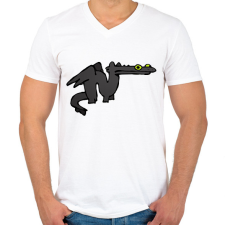 PRINTFASHION tiktok sárkány meme fekete (páros póló) - Férfi V-nyakú póló - Fehér férfi póló