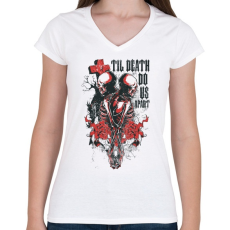 PRINTFASHION Til Death Do Us Apart skull - Női V-nyakú póló - Fehér