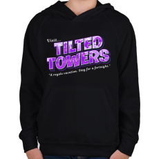 PRINTFASHION Tilted town - Gyerek kapucnis pulóver - Fekete